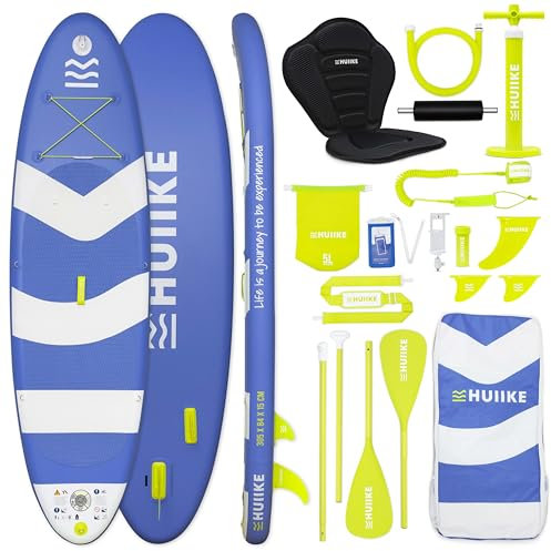 HUIIKE Stand Up Paddling Board mit Zubehör, Paddel, Finnen, Pumpe. Paddle Sup Board Aufblasbar Hohe Stabilität und Widerstandsfähigkeit. 305 x 84 x 15 cm, Belastbar bis 130 kg