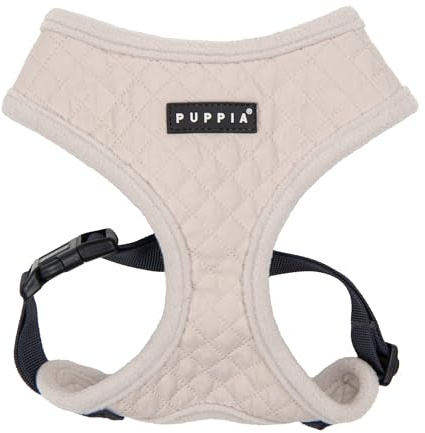 Puppia Irvin Hundegeschirr über den Kopf, warm, Winter, Rautenmuster, verstellbare Brust für kleine und mittelgroße Hunde, Creme, Medium