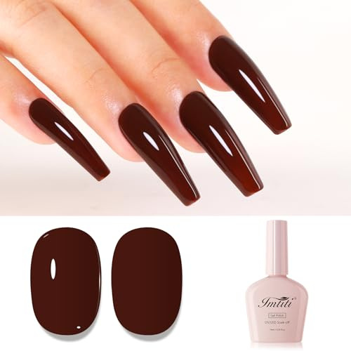 Imtiti Braun UV Nagellack, Dunkel Braun UV Gel Nagellack Soak Off LED Gel Nail Polish Herbst Winter DIY Nagel Kunst Starter Maniküre Salon Gellack Kit 10ML