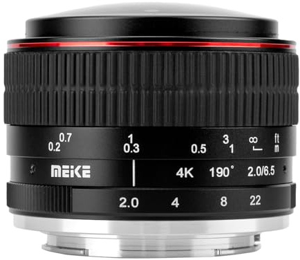 Meike Lente ojo de pez ultra ancha de 6,5 mm f2.0 lentes circulares fijas para cámaras Sony E Mount Mirrorless ZV-E10 ZVE10 II A5000 A5100 A6000 A6100 A6300 A6400 A6500 A6600 A7III A9 NEX 3 3 N