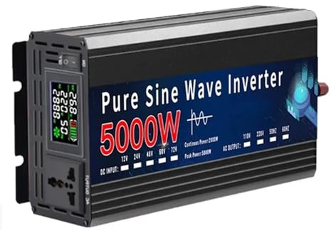 Coche Inversor 2000W 3000W 4000W 5000W Inversor Onda Sinusoidal Pura 12V 220V 24V 110V CC A CA Convertidor De Voltaje De Energía Portátil Inversor Solar Automóvil Convertidor(5000W,24V_110V 60HZ)