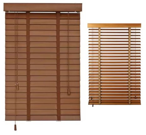 Holz Jalousie 50mm Venezianische Jalousie Massivholzjalousien W 40/60/80/100/120/140/160cm Fenster-Sichtschutz Abdunkelnd Horizontale Jalousien für Tür Fenster Innen Außen(125x200cm)