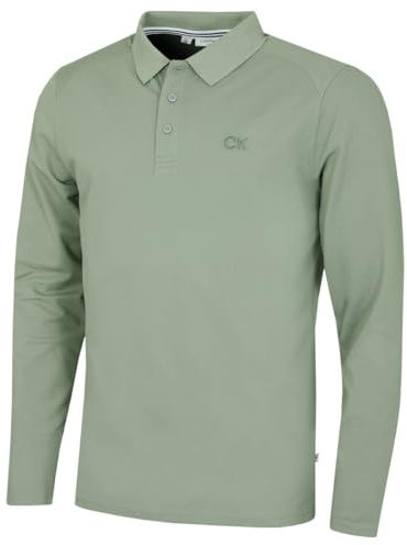 Calvin Klein Mens 2026 Long Sleeve Stretch Campus Golf Polo Shirt