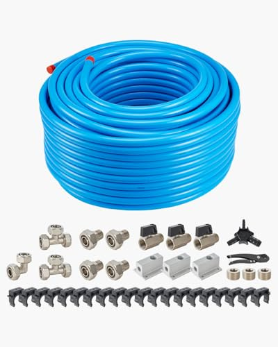 VEVOR Kit de Línea de Compresor de Aire, Sistema de Tuberías de Aire Comprimido Aluminio HDPE, a Prueba Fugas, Resistente a la Presión y Fácil Instalar, para Talleres de Garajes, Azul, Ø 590 x 300 mm