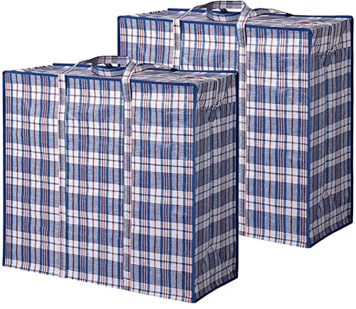 OVBOVA 2 Stück Aufbewahrungstasche Einkauftasche Jumbo Tasche mit Reißverschluss Aufbewahrungstasche Kleidung Storage Bag Große Taschen Umzugstaschen Packtaschen für Umzug Kleidung Decken Quilt