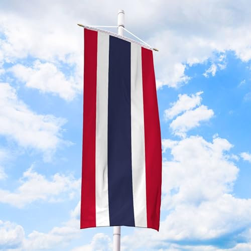 Thailand Flagge 80 x 200 cm - für Fahnenmast, Thailandfahne aus reißfestem Fahnen-Polyester-Stoff, Bannerfahne wetterfest und UV-beständig