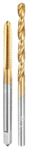 sourcing map Tap and Drill Bit Set, 1pcs M4 x 0.75 Metric Straight Flute Thread Screw Taps & 1pcs 3.2mm Twist Drill Bits, Titanium Coated HSS-6542 Tapping Threading Tool Kit