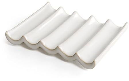 ANTIS'S HOME Ceramic Soap Dish for Bathroom Sink or Shower, Bar Soap Holder Tray with Fluted Design, Self-Draining Compact Soap Saver, White Bathroom Accessory for Small Bathroom Storage and Vanity