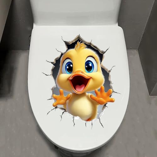 Leniutor 1 autocollant de toilette amusant en forme de canard, imperméable à l'eau, autocollant mural réaliste 3D, décoration pour porte de toilettes