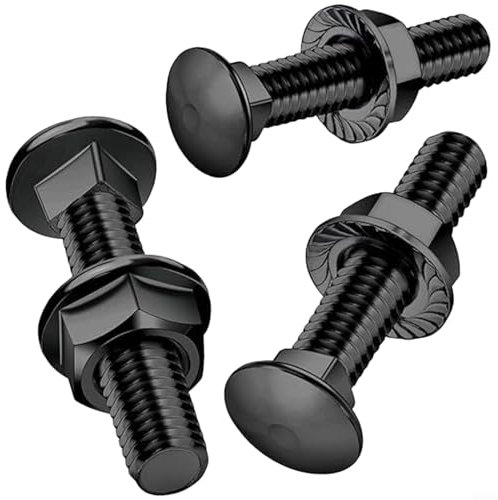 EpheyFIF 304 Stainless Steel Carriage Bolts & Flange Nuts (25-Pack) - Galvanized Rust-Proof With Self-Locking Design For Outdoor/Construction/Auto (M5/M6/M8, Black)(M6x40mm)