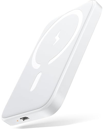 Powerbank für MagSafe, Magnetische Wireless Power Bank 5000mAh Schnellladefunktion Ladegerät, Kabellose Tragbares Externer Akku mit USB-C für iPhone 16/15/14/13/12 Mini/Plus/Pro/Pro Max