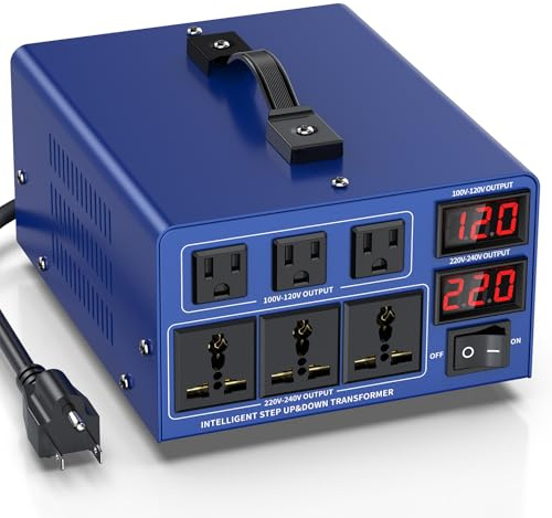 CELYYPU 5000 watt Voltage Conversion Transformer Heavy-Duty Step-up/Step-Down AC 110V/120V/220V/240V Power Conversion, with resettable Circuit Breaker Protection, with US Power Cord, LCD Display