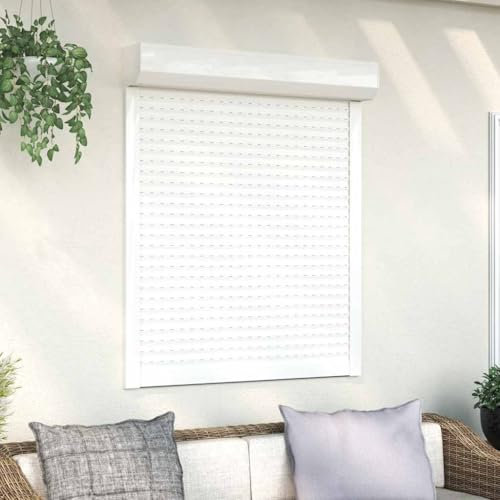 BOWEKAM Home & Garden - Tapparella avvolgibile in alluminio, 100 x 130 cm, colore: bianco