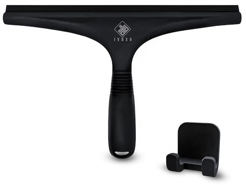 Ivoxo Duschabzieher Schwarz, Abzieher Dusche für Glas und Fliesen, Duschwand Abzieher breit, Glasabzieher Dusche, Scheibenabzieher, Duschflitsche, Squeegee Shower Squeegee