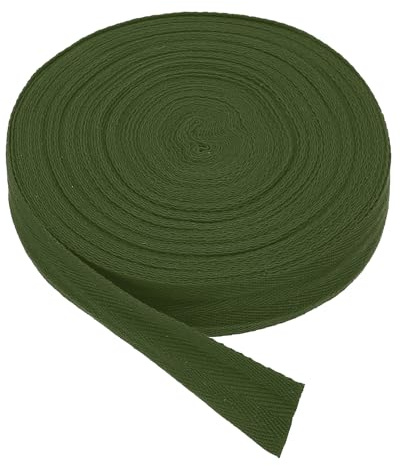 PATIKIL Cinta De Sarga De Algodón 1.2 Pulgadas 23 Yardas Cinta De Algodón Cinta De Sesgo Tira De Espiga Para Coser Envoltorio De Regalo Artesanía DIY Verde Militar