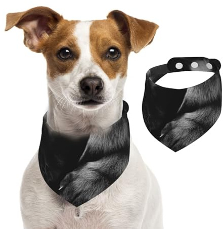 Schwarze Labrador-Welpenkunst, Hundehalstücher, Baumwoll-Haustierschal, verstellbare Lätzchen für Haustiere,S