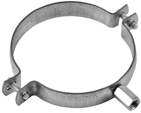 TURvent 4 Inch Duct Clamp - 100mm Galvanised Steel Pipe Hanger with M8/M10 Thread - Metal Mounting Bracket for Ventilation Ducting and HVAC Systems