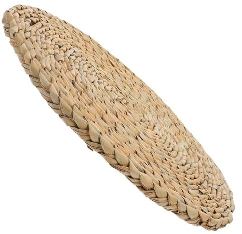 Kisangel Cuscino Rotondo in Paglia per Seduta da Esterno 35x35cm, Morbido e Facile da Pulire, per Meditazione e Yoga, Stile Naturale e Confortevole