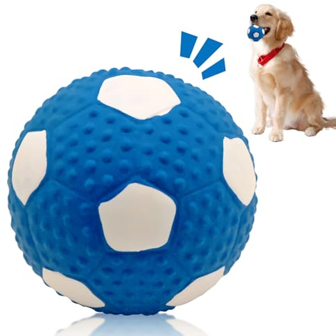 YHSKJCD Quietschender Hundeball, Latex-Gummi, Hundespielzeug, Fußball, Kauspielzeug, Apportierball, Hundeball zum Werfen, Apportieren, Spielzeug für Welpen, Hunde, Katzen, interaktives Hundespielzeug