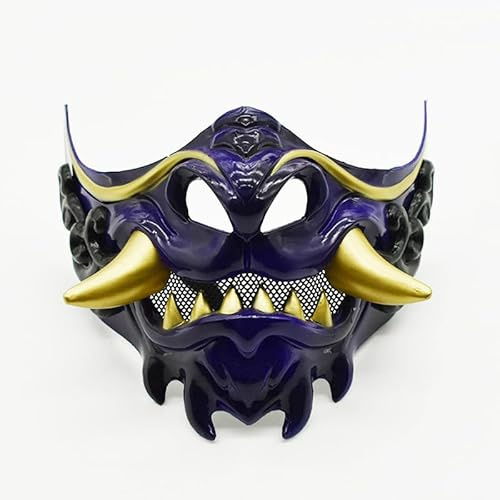 SOLIAXDIY Masque Japonais Hannya Demi Loup Démons Masque Samouraï Halloween Masque Oni Adulte Cosplay Halloween Fête Jeu de Rôle