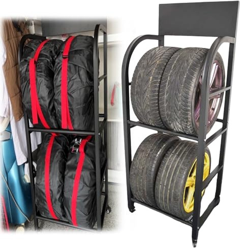 Soporte para neumáticos de Temporada de Garaje, Soporte Grande para Rueda de Repuesto de Coche para RV/Remolque/SUV, Soporte Resistente para Llantas de Invierno (pequeño, 67 x 50 x 177 cm)