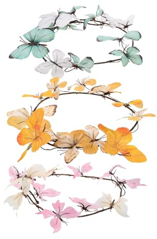 PRETYZOOM 3 Guirnaldas Decorativas de Mariposas Hechas de Plástico y Alambre, Fáciles de Montar con Efecto Degradado, Ideales para Colgar en Paredes y Decorar en Temporada de Flores