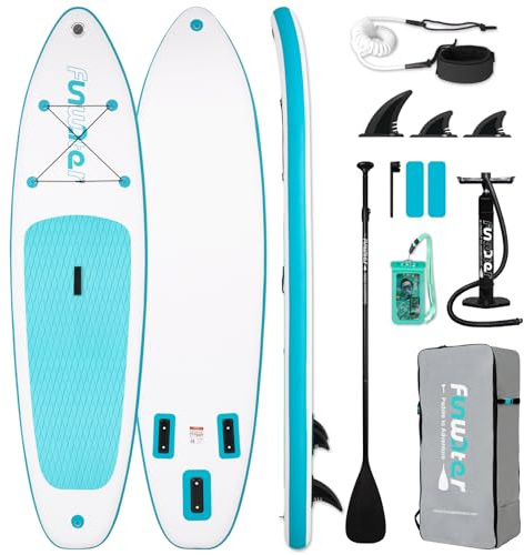 FunWater Tavola SUP Gonfiabile Ultra Leggera - Accessori Completi Pagaia Regolabile Pompa Zaino Leash Pinne Ideale per Tutti i Livelli
