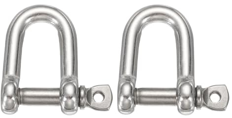 sourcing map 2 grilletes de arco de acero inoxidable, 24 mm, en forma de D, grilletes de tornillo grandes para barco, velero, cadena, cierre de aparejo, joyería de paracaídas, aparejos marinos, tono