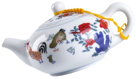 LIFKOME Teiera Bollitore Tradizionale Vintage Manico Confortevole in Ceramica Bianca da 200ml per Preparare Tè e Fondo Resistente al Calore in Modo Elegante
