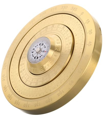 Gatuida Boussole Feng Shui Mini Ornement Bagua Traditionnel en Cuivre Décoration de Boussole Rotative Portable pour Pratique Feng Shui Amulette et Décoration Maison