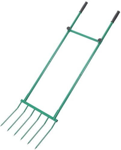 Zonon Heavy Duty Garden Broadfork 59 Steel Long Dual Handle Pitch Fork 16 Wide Broadfork 6 Steel Tines U-Shaped Hand Tiller Broad Fork for Farm and Garden Soil Loosening Weeding Composting Aeration
