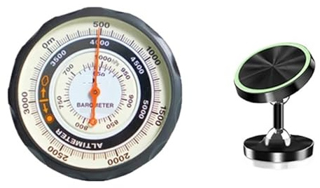 SHENJMAI Barometro a quadrante Barometri con quadrante Rotondo in Metallo Altimetro Meccanico Professionale ad Alta precisione Barometro Montato su Auto(Altimeter with Stand)