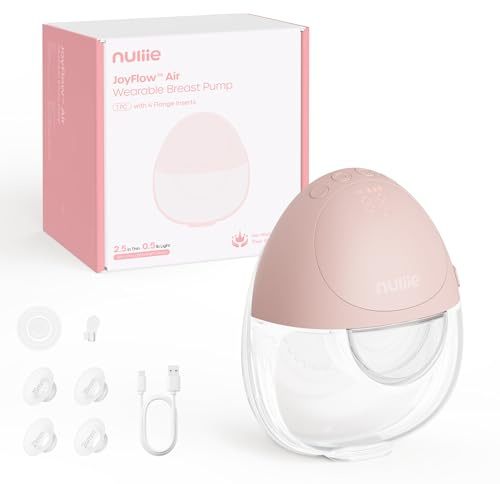 Nuliie JoyFlow Air Milchpumpe Elektrisch tragbare, Ultradünn & Leicht, Elektrische milchpumpe freihändig, 3 Modi & 12 Stufen, 27 mm Flansch mit 15/18/21/24 mm Einsätzen (1 Pack, Rosa)