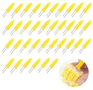 Brochettes de Maïs en Acier Inoxydable 36 Pièces, Fourchettes à Épis de Maïs pour Barbecue, Pique-Nique et Cuisine, Accessoires de Gril Pratiques avec Poignée Isolante pour Viande et Fruits