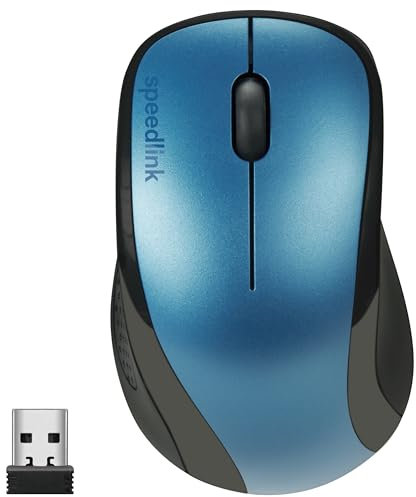 Speedlink Kappa Mouse Wireless - Souris USB légère sans Fil avec récepteur USB 2.4G pour PC, Ordinateur Portable et Notebook, Bureau, Office, 1200dpi, Bleu