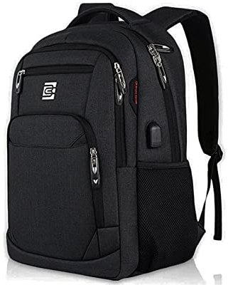 FANDARE Laptop ryggsäck affärsresor smal bärbara datorer ryggsäck med USB-laddningsport vattentät högskola skola datorväska bokväska för kvinnor och män passar 15,6 tums bärbar dator och anteckningsbok, Svart, L, Vardagsryggsäckar