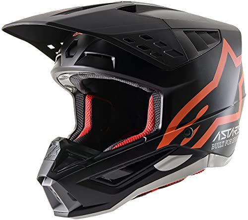 Alpinestars S-M5 Compass Motocross Helm (Black Matt/Orange,XXL (63/64))