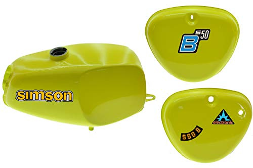 Büffeltank Set mit Seitendeckel für Simson S50 S51, Schwefelgelb, innen versiegelt