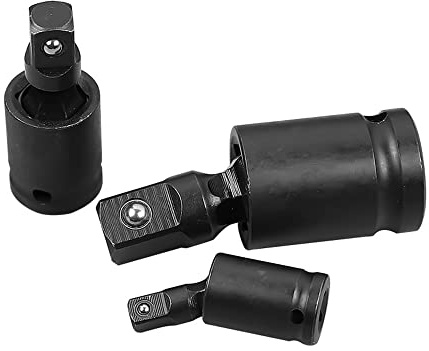 CENPEK 3Pcs Wobble Socket Adapters Universal Joint Swivel Socket Set, 1/4 Inch Hex Shank to 1/4 3/8 1/2 Square Socket Drives