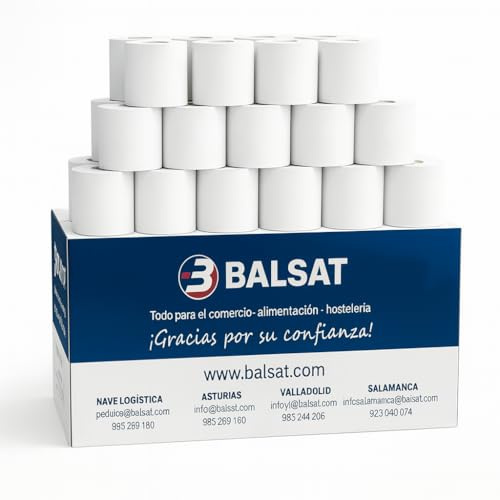 BALSAT 80 Rollos Papel Térmico 80x60 para TPV | Rollo Ticket 80x60 Termico Calidad Superior | Rollos Térmicos 80x60 | Para Impresoras TPV, Cajas Registradoras, Tickets y Recibos