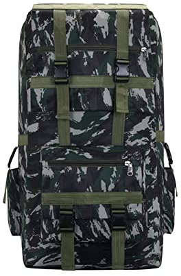 SHTGOI 120L Große Kapazität Taktische Rucksack Outdoor wasserdichte Klettertasche Armee Fan Wanderrucksack Reiserucksack Trekkingrucksack für Reisen Radfahren Klettern Dschungeltarnung