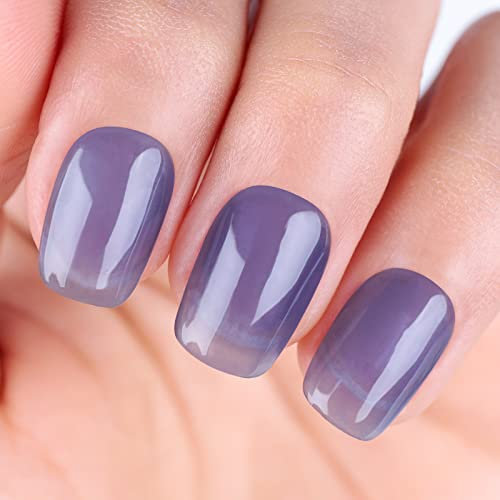 Sheer Purple Gel Nail Polish, Jelly Dark Purple Blue Translucent Color UV/LED Light Cure Gel Polish for Nail Art DIY Manicure and Pedicure at Home, 0.5 fl oz