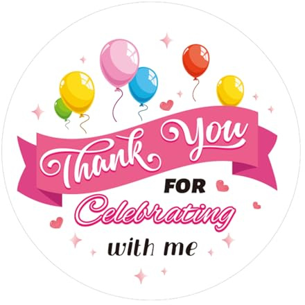 120 Pz Adesivi di Ringraziamento per Aver Festeggiato con me, 5 cm Etichette Adesive Regalo di Ringraziamento Adesivi per Bomboniere di Ringraziamento Sigilli per Buste per Baby Shower