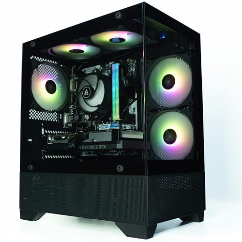 ionz Gaming PC - Desktop Computer, Ryzen 5 5600, NVIDIA RTX 5060,16GB RGB RAM 1TB NVMe SSD, Windows 11, 650W 80+ PSU, WiFi - Aether Mini, Black