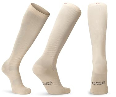 DANISH ENDURANCE Chaussettes de Contention Coton Bio 14-18 Mmhg, Circulation Sanguine Optimale, Homme Femme, 1 Paires Beige 39-42