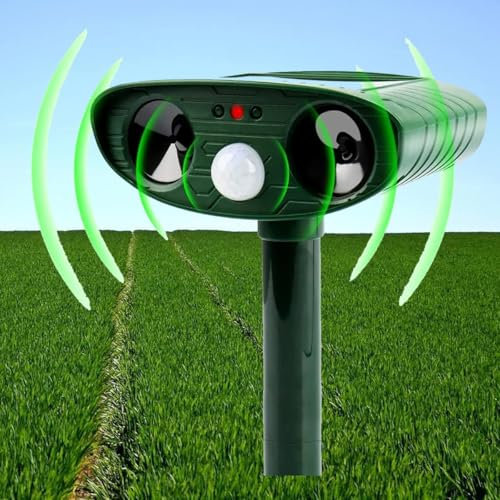 Solar Ultrasonic Cat Repellent for Gardens | Cat Deterrents,Fox Deterrent,Cat Scarer with Motion Sensor & LED Flash | Waterproof Animal Repeller for Rats,Squirrels,Dogs,Foxes and Birds（One Pack）