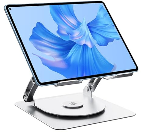 Sghtil Riser d'ordinateur portable ergonomique, support d'ordinateur portable pliable - Support de tablette de bureau rotatif à 360 degrés avec ventilateur de refroidissement | Aluminium Alloy Levant