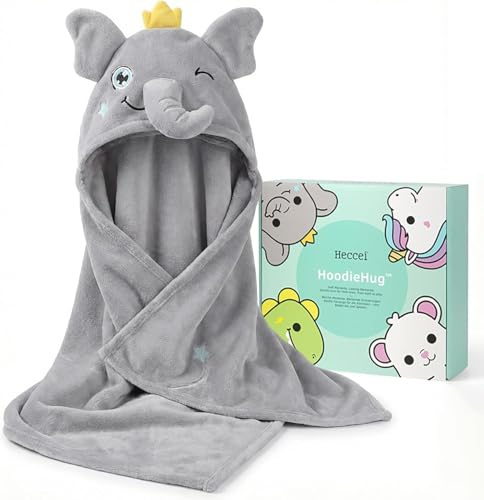 HECCEI Kapuzenhandtuch Baby,140x70 cm Weiches kinderhandtuch mit Kapuze zum Einwickeln, Saugstark & Schnell Trocknend Badetuch für Babys und Kinder
