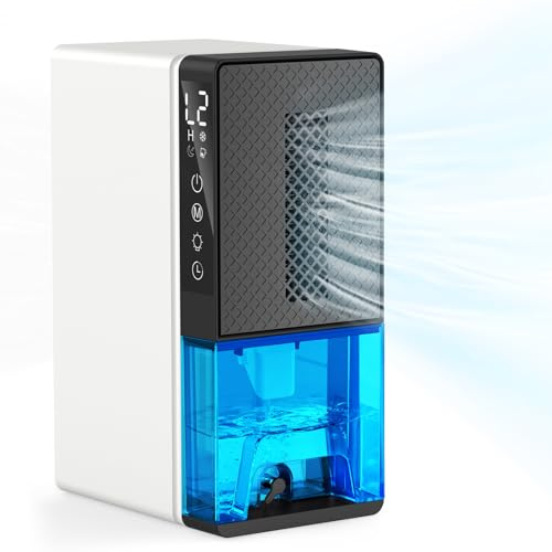 HomeNova Quiet Dehumidifier for Bedroom, 2300ml Small Dehumidifiers with Auto Shut Off, 24H Timer, Auto Defrost & 7 Colour Light, Portable Dehumidifier for Bathroom, Wardrobe and Basement