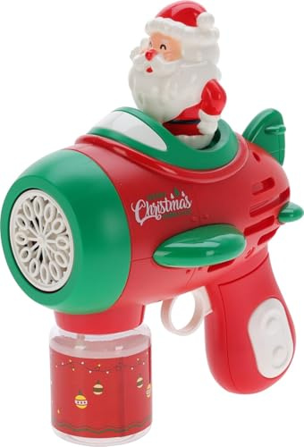 Santa Plane Bubble Blow Gun for Kids - Christmas Toy with Airplane Design, Fun Soap Bubble Shooter for Holiday Play, 90ml Soap Bubbles, Battery Operated